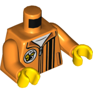 Torso Jacket, Zipper, Black Stripes, Bee Logo, White Undershirt Print, Orange Arms, Yellow Hands Orange