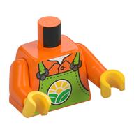 Torso Overalls, Lime with Grocery Store Logo Print, Orange Arms, Yellow Hands Orange