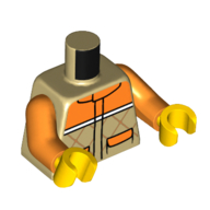 Torso Jacket, Stitch Markings, Orange Top, Pockets print, Orange Arms, Yellow Hands Tan