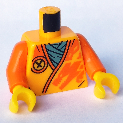 Torso Robe, Orange Dragon, Sand Blue Shirt Print, Orange Arms, Yellow Hands Leuchtendes Hellorange