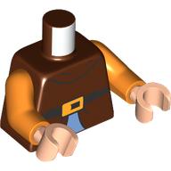 Torso, Black Belt, Bright Light Orange Belt Buckle, Medium Azure Shirt print, Orange Arms, Light Nougat Hands Reddish Brown