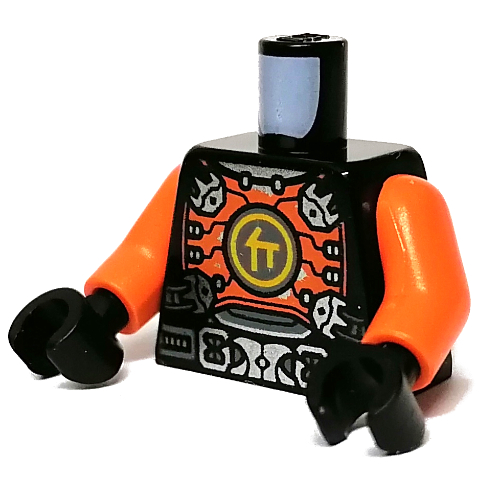 Torso Armour, Orange Chestplate with Bright Light Orange Symbol, Utility Belt print, Orange Arms, Black Hands Schwarz