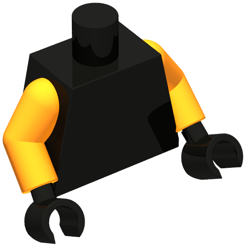 Torso, Ninja Robes, Silver Trim, Dark Tan Belt, Tope, Orange Sash, Straps print, Orange Arms, Black Hands Schwarz