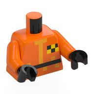 Torso, Pixelated Hazmat Suit, Black Belt, Yellow/Black Checkered Badge print, Orange Arms, Black Hands Orange