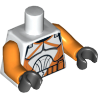 Torso Clone Trooper Armour with Orange Markings Print, Orange Arms, Black Hands Weiß