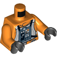Torso Rebel Pilot with White Flight Suit Print, Orange Arms, Black Hands Orange