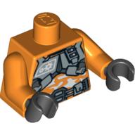 Torso Silver Body Armor over White Camouflage Print, Orange Arms, Black Hands Orange