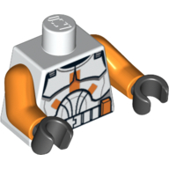Torso Clone Trooper Armor with Orange Bars Print, Orange Arms, Black Hands White