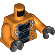 Torso Snake with Black Scales Print (Snike), Orange Arms, Black Hands Orange