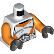 Torso Clone Trooper Armour with Orange Markings and Weathering Print, Orange Arms, Black Hands Weiß