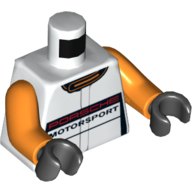 Torso Racing Jacket with 'PORSCHE MOTORSPORT' with Orange Collar Print, Orange Arms, Black Hands White