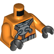 Torso Diving Suit, Belt, Straps/Harness, Silver Plate, Hoses Print, Orange Arms, Black Hands Orange