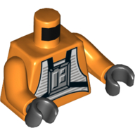 Torso Snow Speeder Pilot, Grey Control Panel, Black Straps Print, Orange Arms, Black Hands Orange