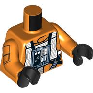 Torso Rebel Pilot with White Flight Suit Print, Orange Arms with Pocket Print, Black Hands Orange