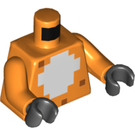 Torso Pixelated White Stomach Print, Orange Arms, Black Hands Orange