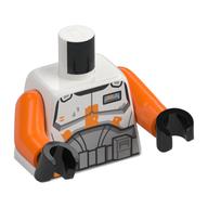 Torso Armor, Clone Trooper, Orange Markings print (Commander Cody), Orange Arms, Black Hands White