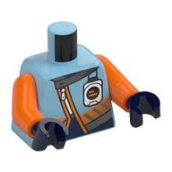 Torso, Jacket, Orange Stripes, Dark Blue Shirt, White Zipper, Communication Device, Orange Arms, Dark Blue Hands Medium Azure