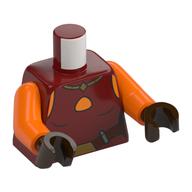 Torso, Dark Red Shirt, Gold Necklace, Belt Buckle, Dark Brown Belt print, Orange Arms, Dark Brown Hands Dark Red