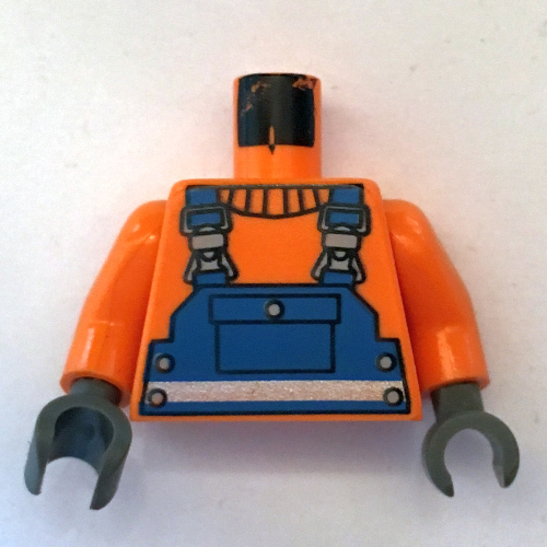 Torso Construction Blue Overalls, Shirt and Silver Print Belt, Orange Arms, Dark Gray Hands Orange