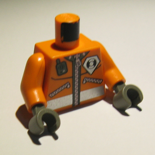 Torso Jacket with Coast Guard Logo, Pockets, and Radio Print, Orange Arms, Dark Gray Hands Orange