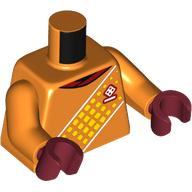 Torso Soccer Shirt, Dark Red Collar, Yellow Decoration print, Orange Arms, Dark Red Hands Orange