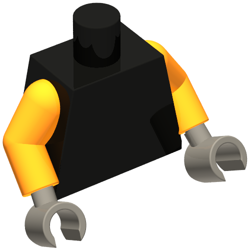 Torso, Orange Arms, Dark Bluish Gray Hands [Plain] Black