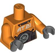 Torso with 'AT.01' Print, Orange Arms, Dark Bluish Gray Hands Orange