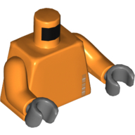 Torso '245633' and Barcode Print, Orange Arms, Dark Bluish Gray Hands Orange