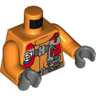 Torso Jacket, Straps / Harness, Carbine, Coastal Guard Logo Print, Orange Arms, Dark Bluish Gray Hands Orange