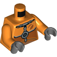 Torso Space Suit, with Dark Bluish Gray Panels Print, Orange Arms, Dark Bluish Gray Hands Orange