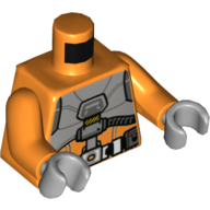 Torso Space Suit, Utility Belt, Light Bluish Grey Chest Plate print, Orange Arms, Light Bluish Gray Hands Orange