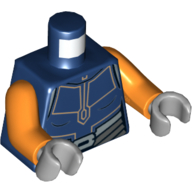 Torso Jumpsuit with Orange Lines, and Silver Belt Print (Ahsoka Tano), Orange Arms, Light Bluish Gray Hands Dunkelblau