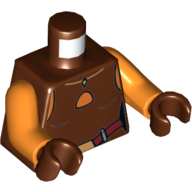 Torso Vest Top with Dark Red Belt Print (Ahsoka Tano), Orange Arms, Reddish Brown Hands Rotbraun