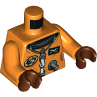 Torso Astronaut Spacesuit Print, Orange Arms, Reddish Brown Hands Orange