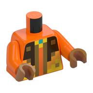 Torso, Dark Brown/Gold Pixels print (Minecraft), Orange Arms, Medium Nougat Hands Orange