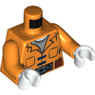 Torso Prisoner Jumpsuit with Belt and Pockets and 'INMATE 109370' on Reverse Print, Orange Arms, White Hands Orange