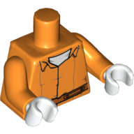 Torso Prisoner Jumpsuit with Belt and White Undershirt on Front / 'ARKHAM' and Belt on Back Print, Orange Arms, White Hands Orange