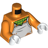 Torso White Apron, Lime and Green Handkerchief print, Orange Arms, White Hands Orange