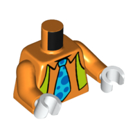 Torso Shirt, Lime Vest, Medium Azure Tie with Blue Spots print, Orange Arms, White Hands Orange