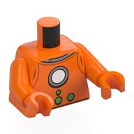 Torso, Retro Spacesuit, Silver /White Circle, Green Buttons print, Orange Arms, Orange Hands Orange