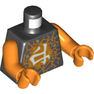 Torso Orange and Yellow Cracks with Asian Character Print, Orange Arms and Hands Black