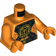 Torso Muscles with Armor Collar and Black Cross Straps with Round Emblem Print, Orange Arms and Hands Orange