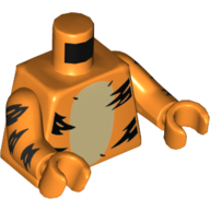 Torso Tiger Stripes, Tan Belly Print, Orange Arms and Hands Orange