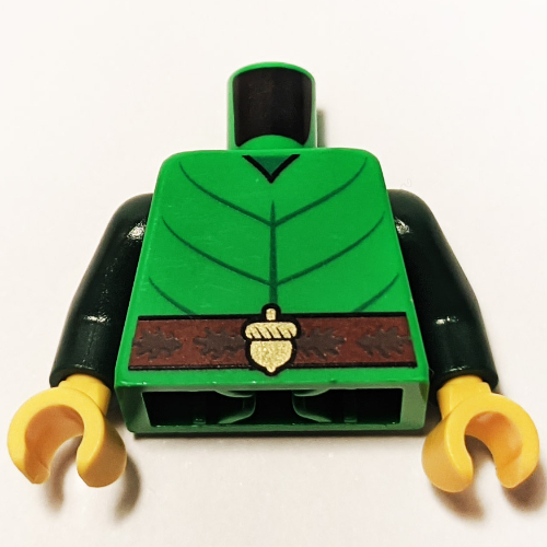 Torso Tunic, Green Chest Markings, Dark Brown Belt, Acorn Buckle print, Dark Green Arms, Yellow Hands Hellgrün