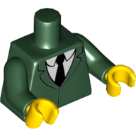 Torso Jacket, White Shirt and Black Necktie Print, Dark Green Arms, Yellow Hands Dark Green