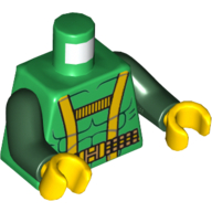 Torso Muscles Outline with Yellow Harness Straps and Utility Belt Print, Dark Green Arms, Yellow Hands Grün