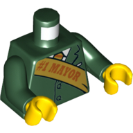 Torso Jacket with Gold Sash with '#1 MAYOR' Print, Dark Green Arms, Yellow Hands Dark Green