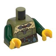Torso, Tan Fur Cloak, Dark Brown Straps, Bottle, Pendant print, Dark Green Arms, Yellow Hands Olivgrün