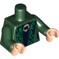Torso Robes with Green Trim Print (McGonagall), Dark Green Arms, Light Nougat Hands Dark Green