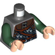 Torso Armor, Rohan Soldier Mail Armor with Belt Print, Dark Green Arms, Light Nougat Hands Dunkelblaugrau